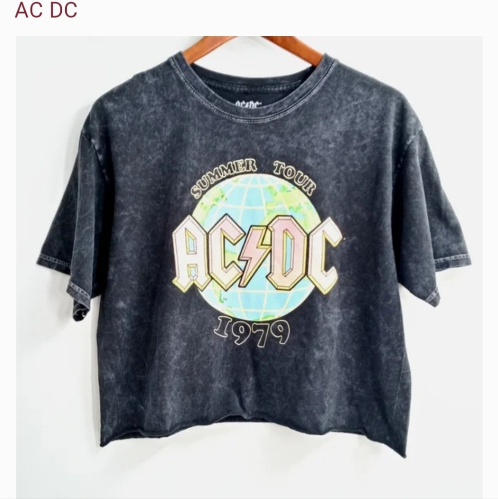 AC/DC 1979 summer tour acid wash crop top tshirt